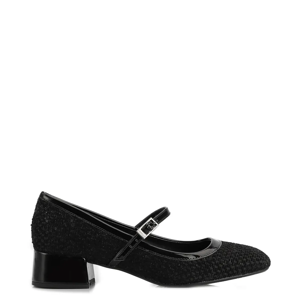 Scarpin Tweed Preto/Verniz Preto - imagem 2