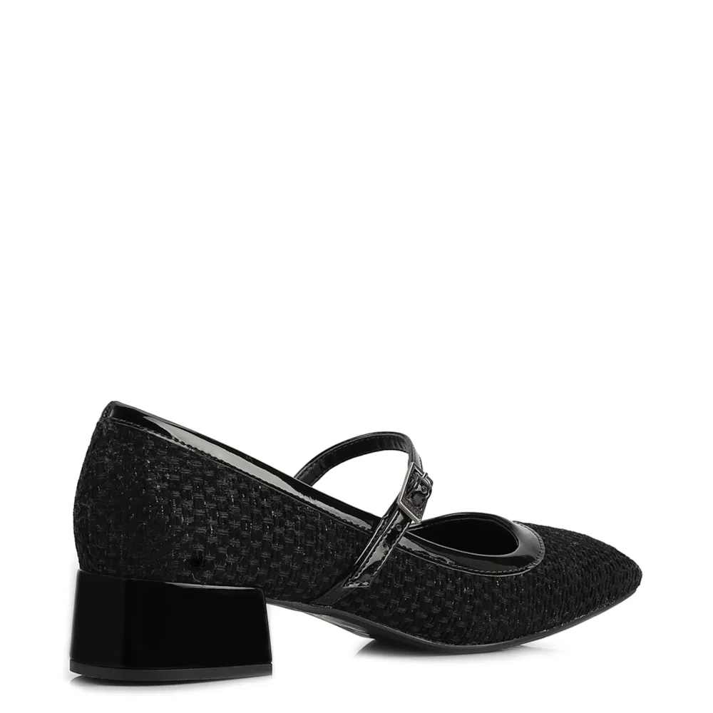 Scarpin Tweed Preto/Verniz Preto - imagem 3