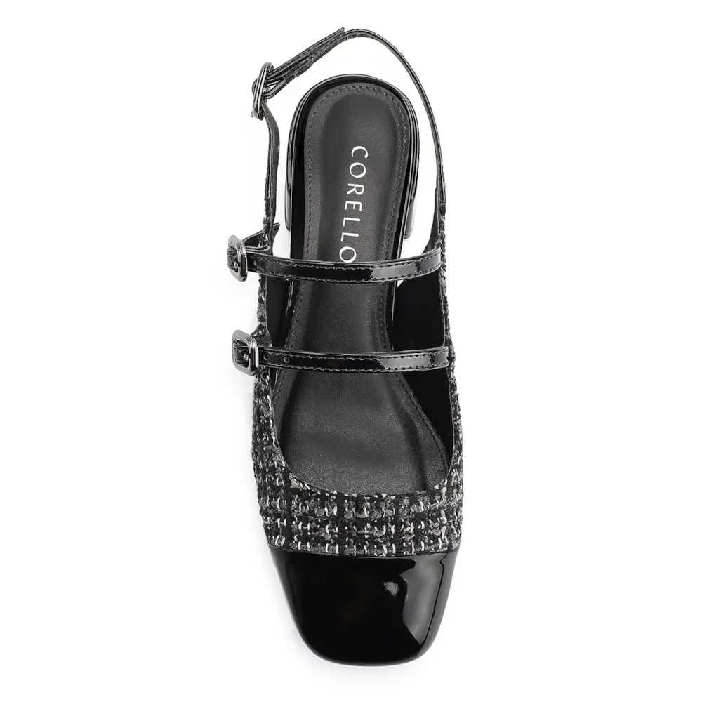 Scarpin Tweed Preto/Verniz Preto - imagem 5