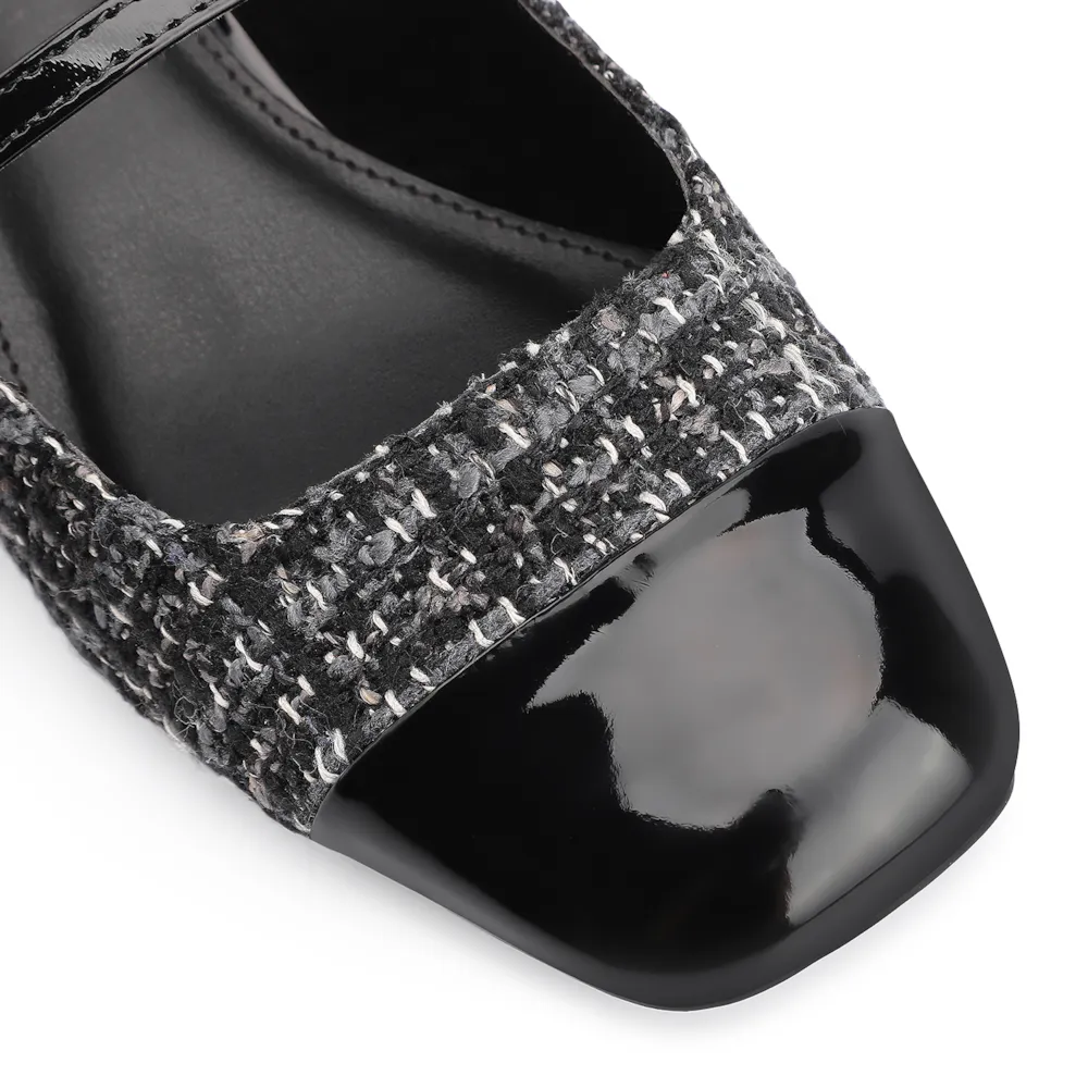 Scarpin Tweed Preto/Verniz Preto - imagem 6