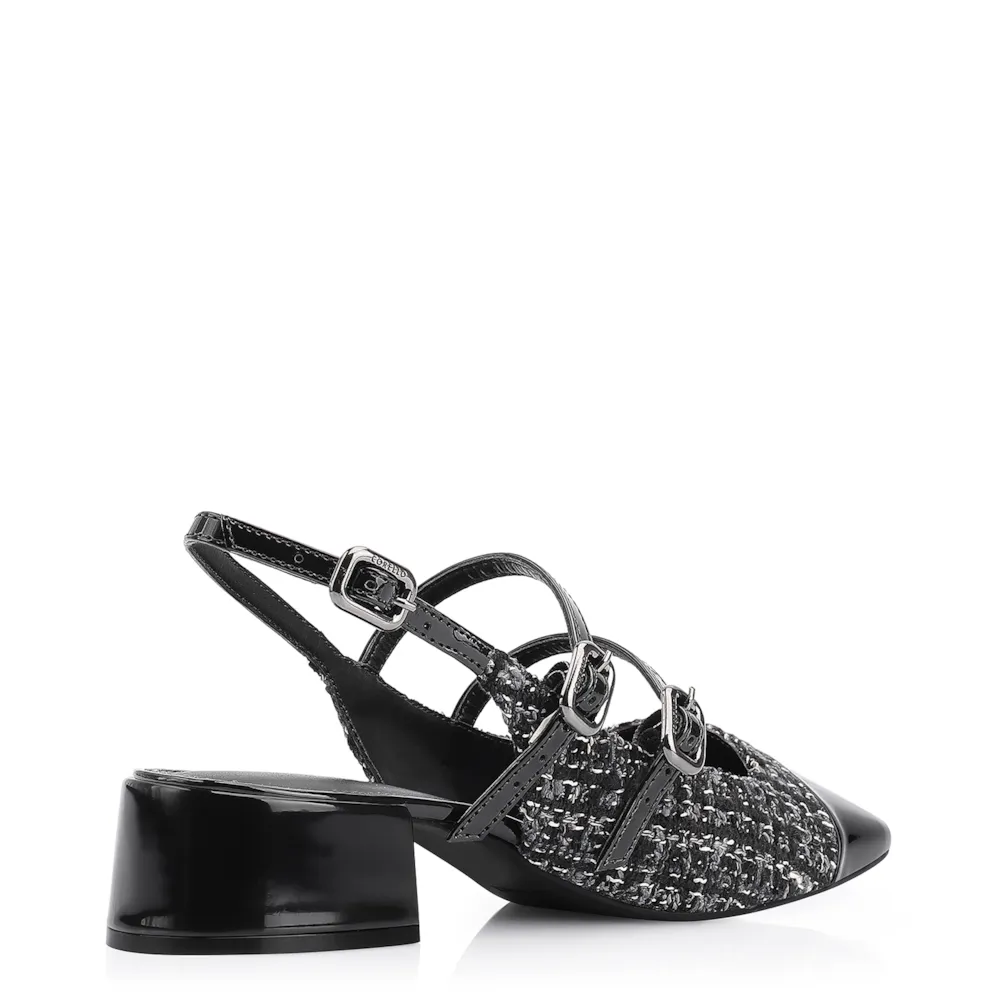 Scarpin Tweed Preto/Verniz Preto - imagem 3