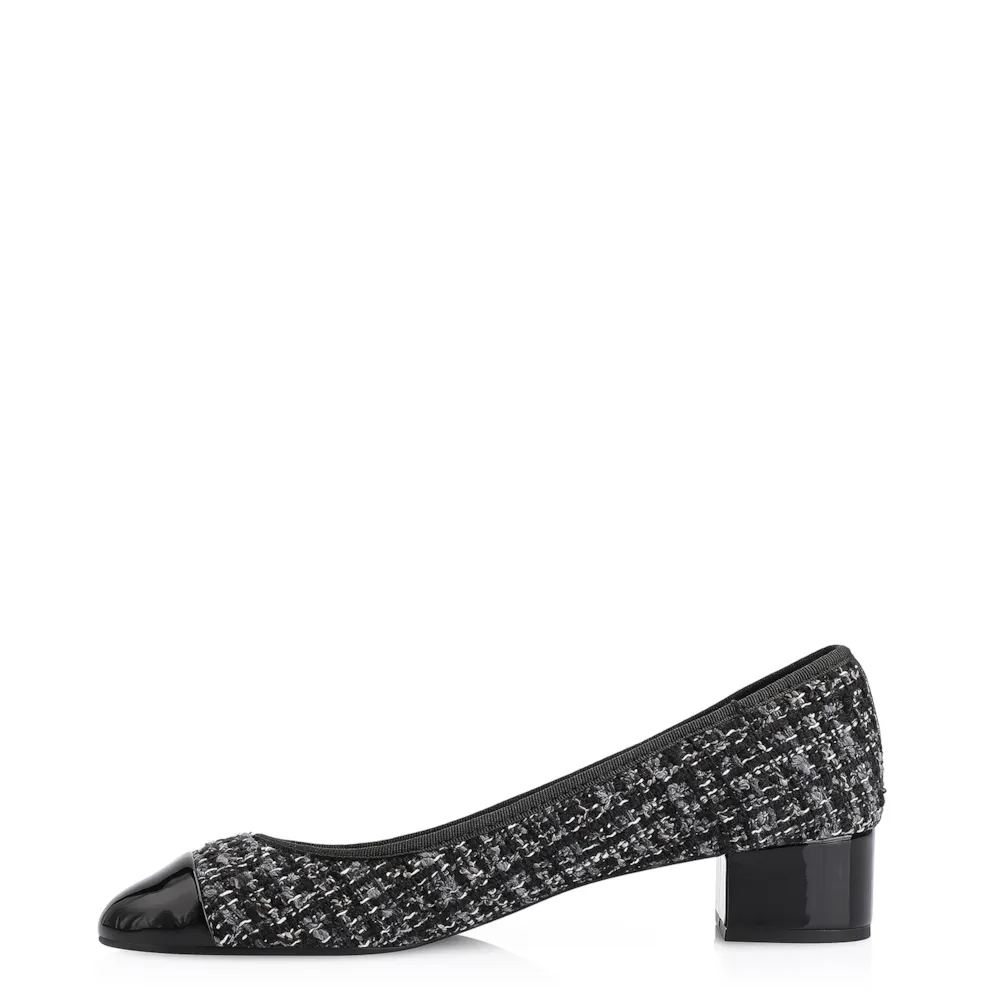 Scarpin Tweed Preto/Verniz Preto - imagem 4