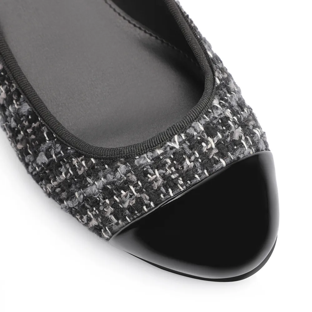 Scarpin Tweed Preto/Verniz Preto - imagem 6