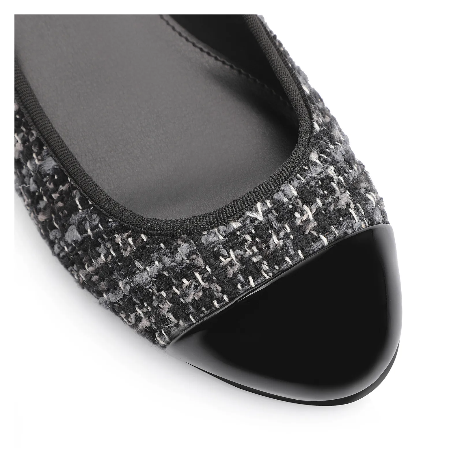 Scarpin Tweed Preto/Verniz Preto