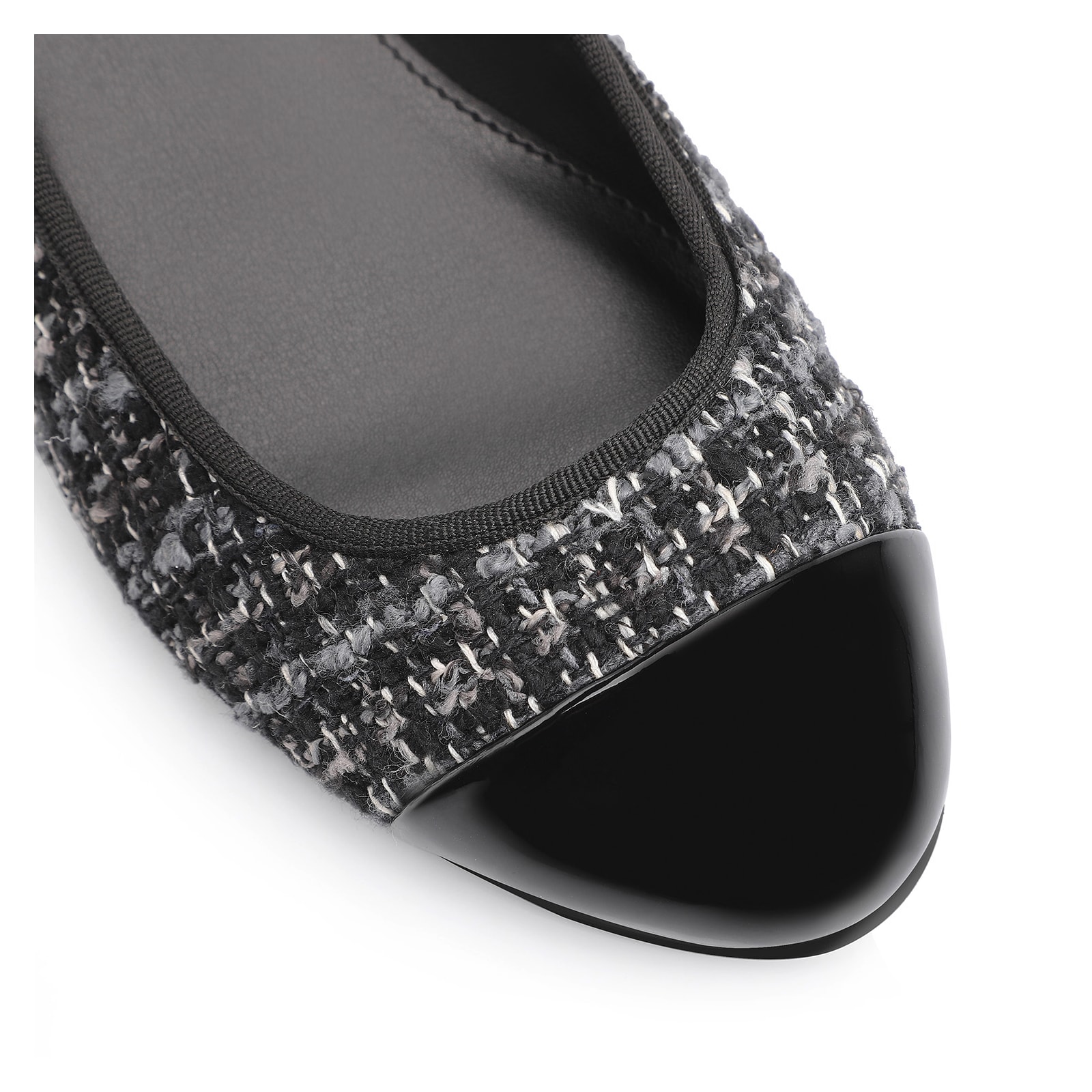 Scarpin Tweed Preto/Verniz Preto