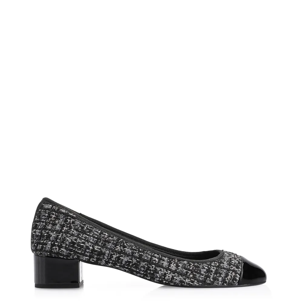 Scarpin Tweed Preto/Verniz Preto - imagem 2