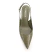 Scarpin Verde Salto Bloco Médio Couro Croco Bico Fino Slingback - imagem 5