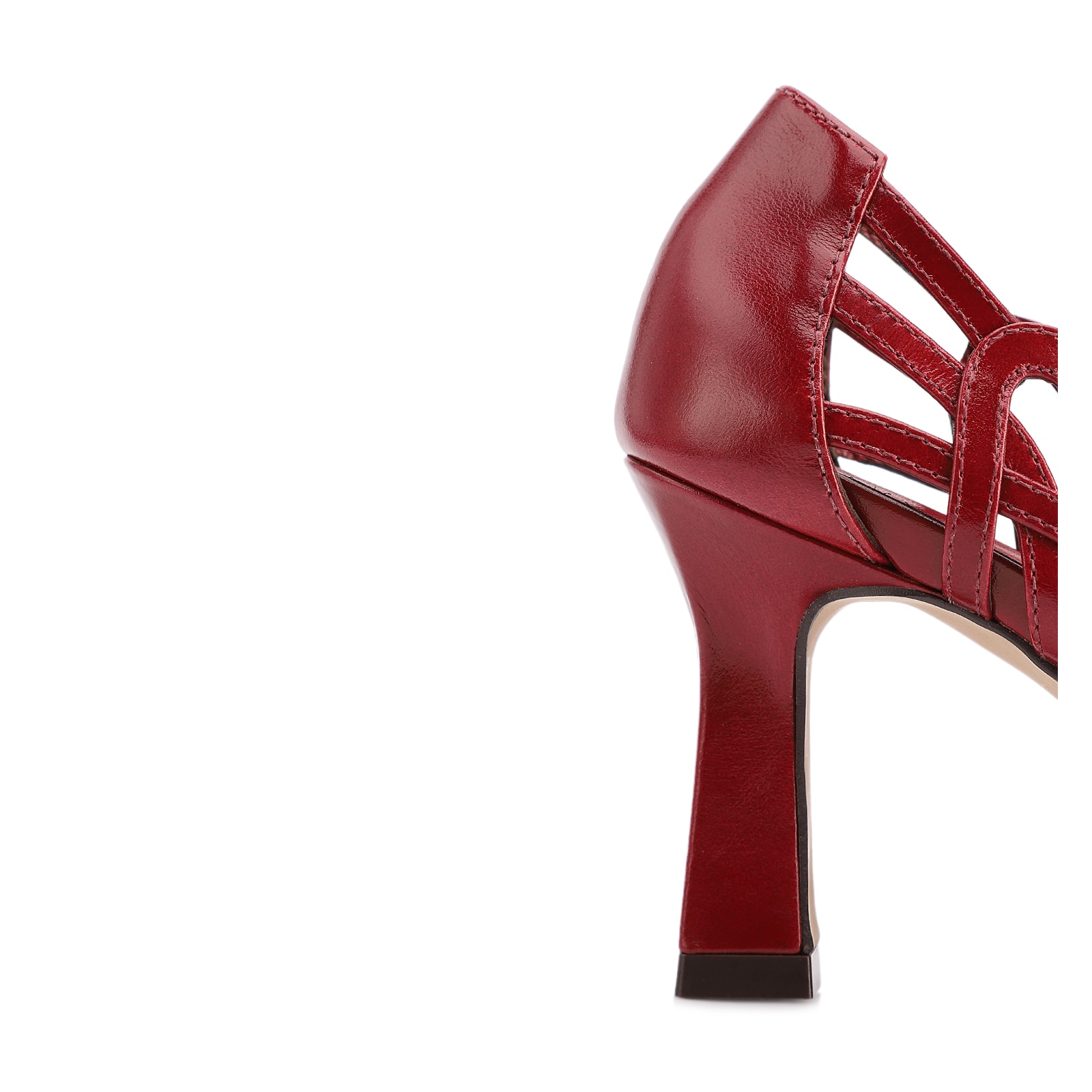 Scarpin Vermelho Salto Alto Couro Recortes