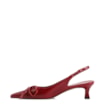 Scarpin Vermelho Salto Baixo Couro Slingback Maxi Laço - imagem 4