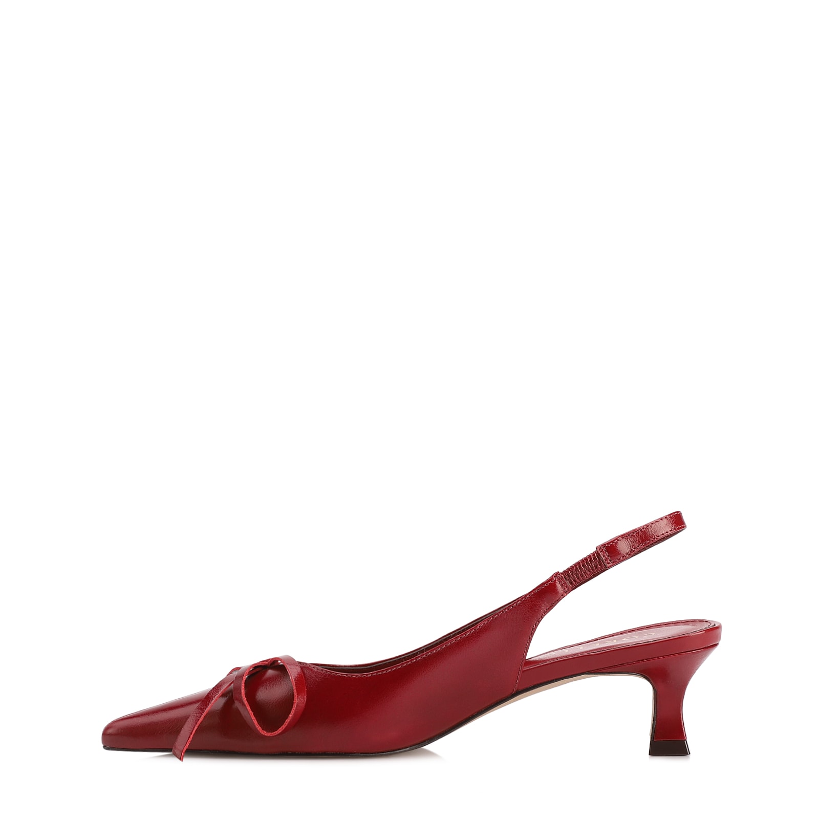 Scarpin Vermelho Salto Baixo Couro Slingback Maxi Laço