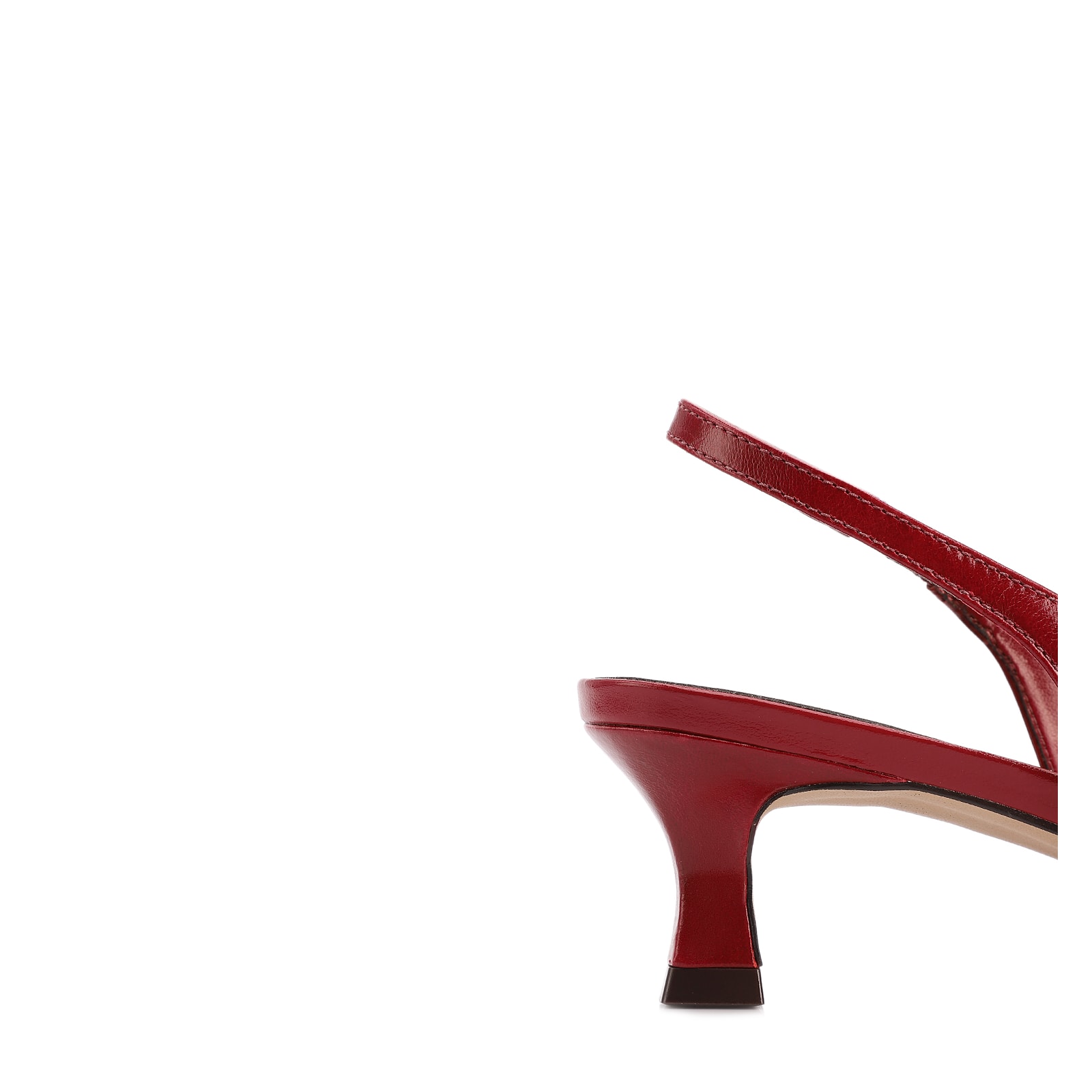 Scarpin Vermelho Salto Baixo Couro Slingback Maxi Laço