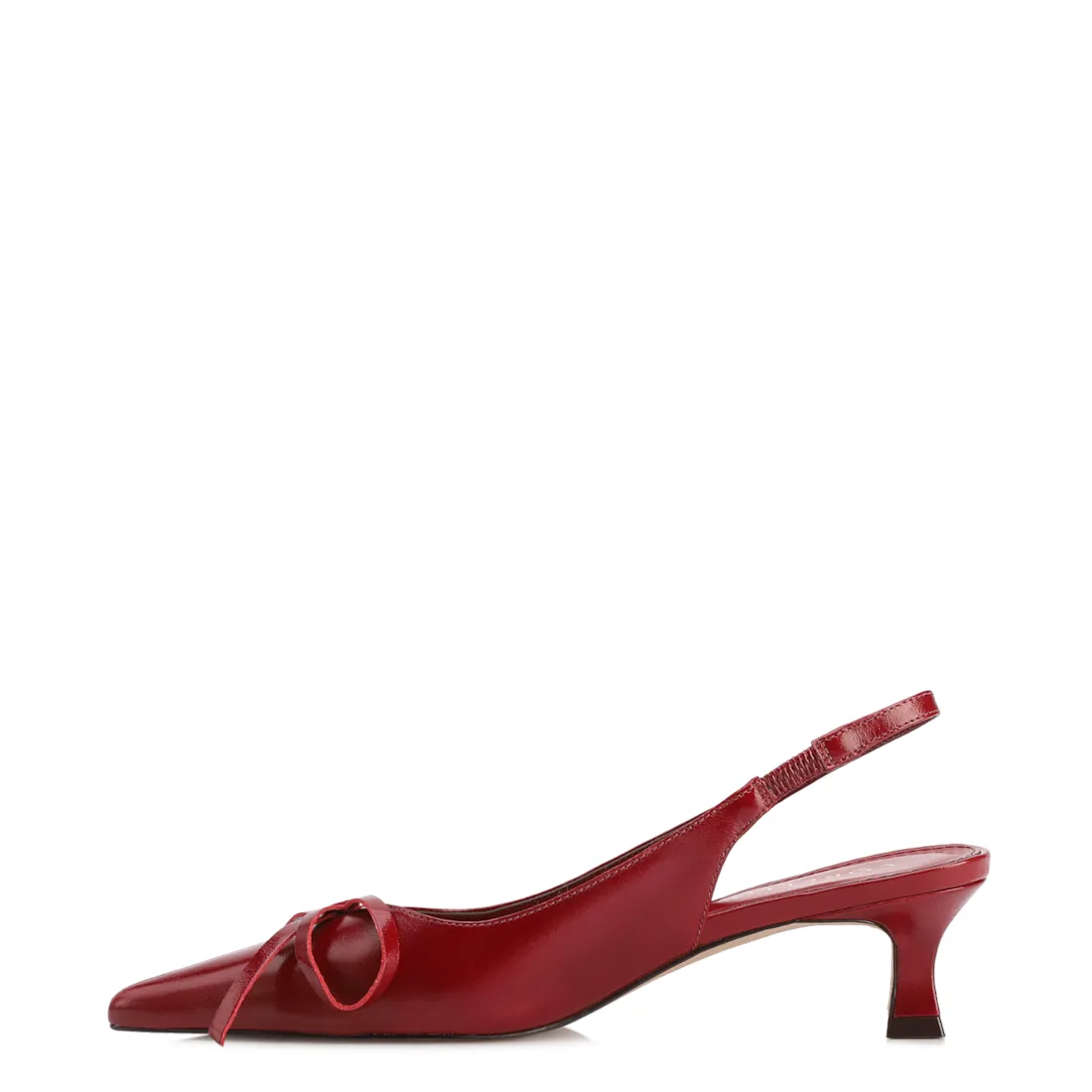 Scarpin Vermelho Salto Baixo Couro Slingback Maxi Laço - foto 4