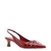 Scarpin Vermelho Salto Baixo Couro Slingback Maxi Laço - imagem 1