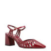 Scarpin Vermelho Salto Bloco Médio Couro Recortes - imagem 1