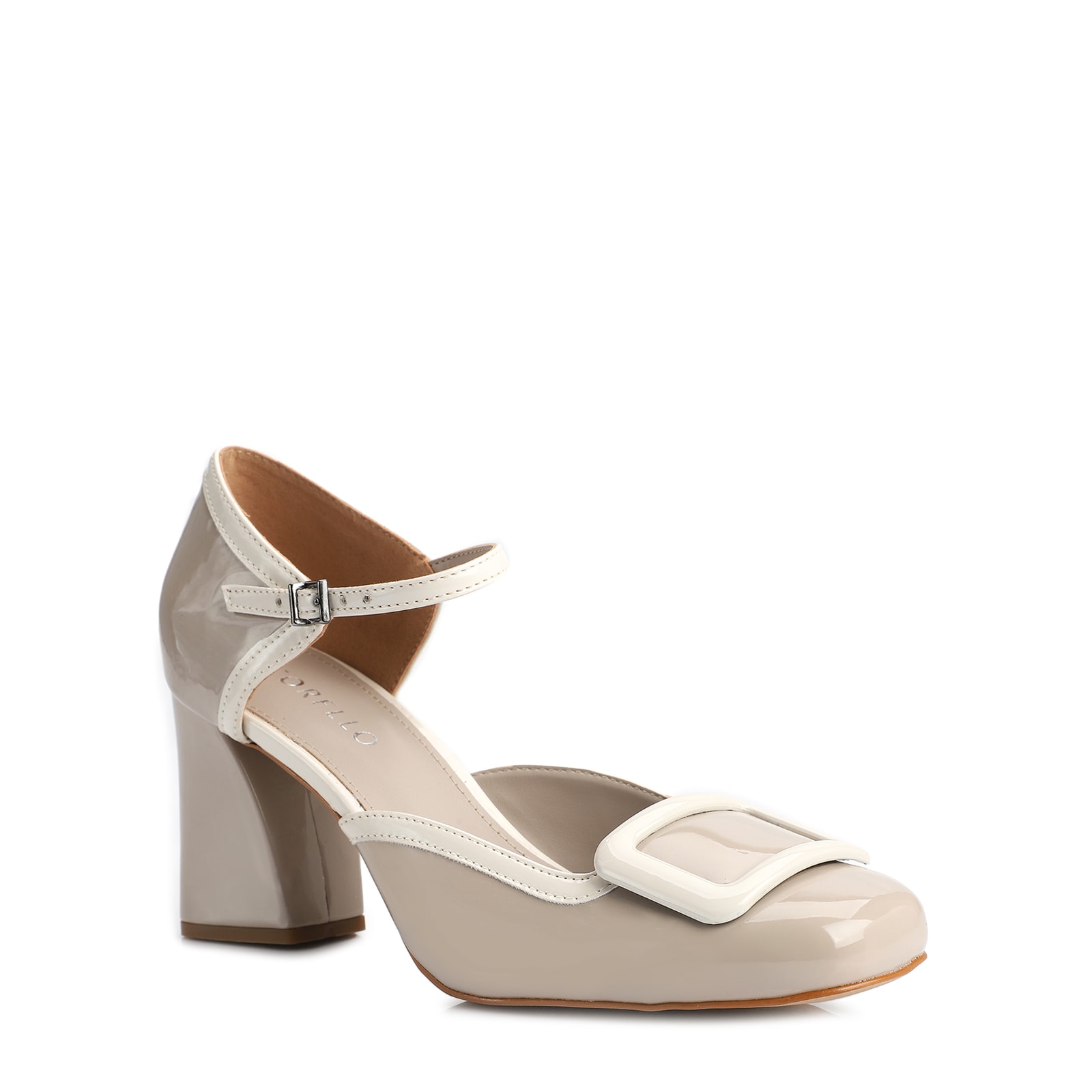 Scarpin Verniz Bege/Branco