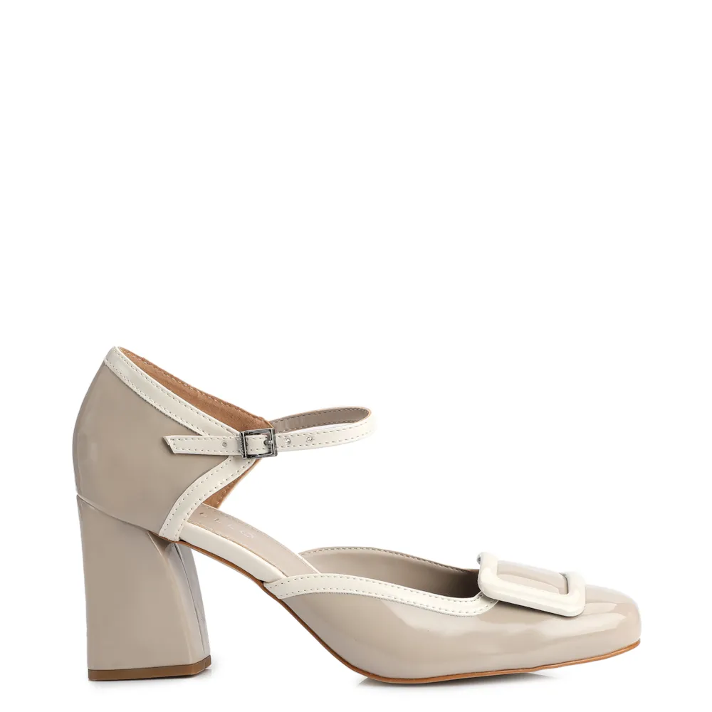Scarpin Verniz Bege/Branco - imagem 2