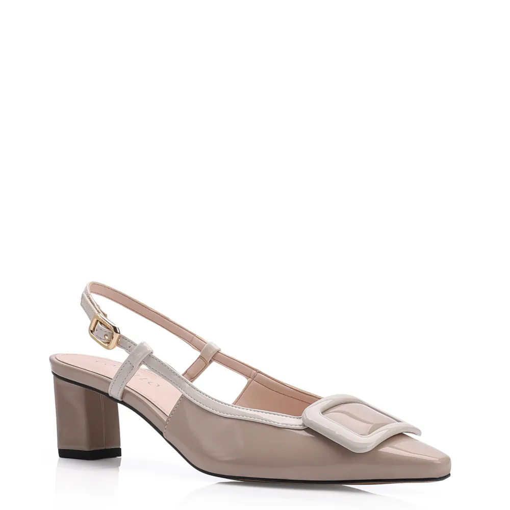 Scarpin Verniz Bege/Off White