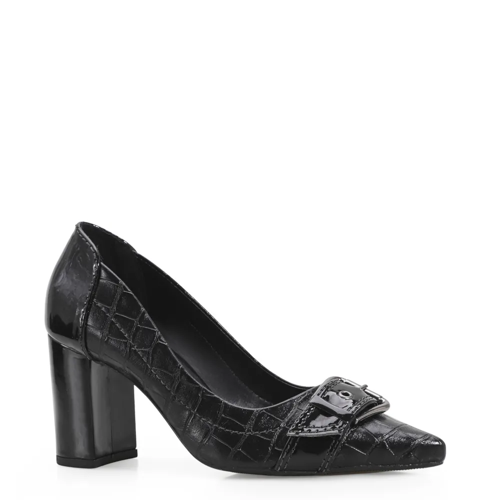 Scarpin Verniz/Croco Preto
