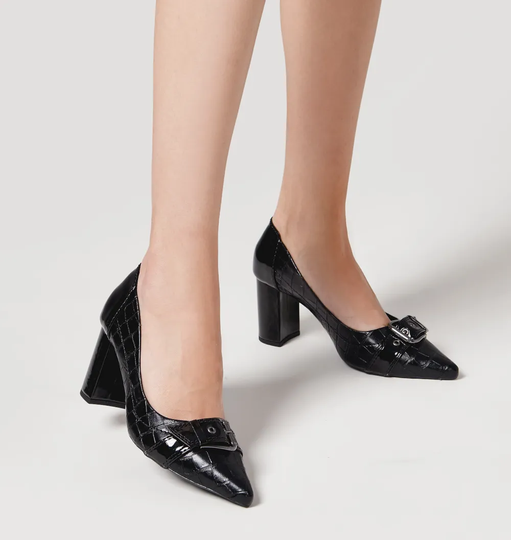 Scarpin Verniz/Croco Preto - imagem 2