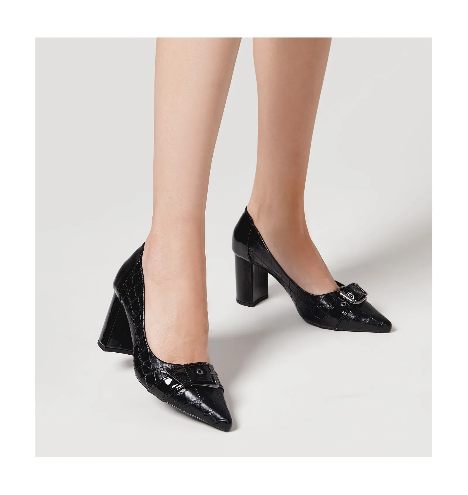 Scarpin Verniz/Croco Preto