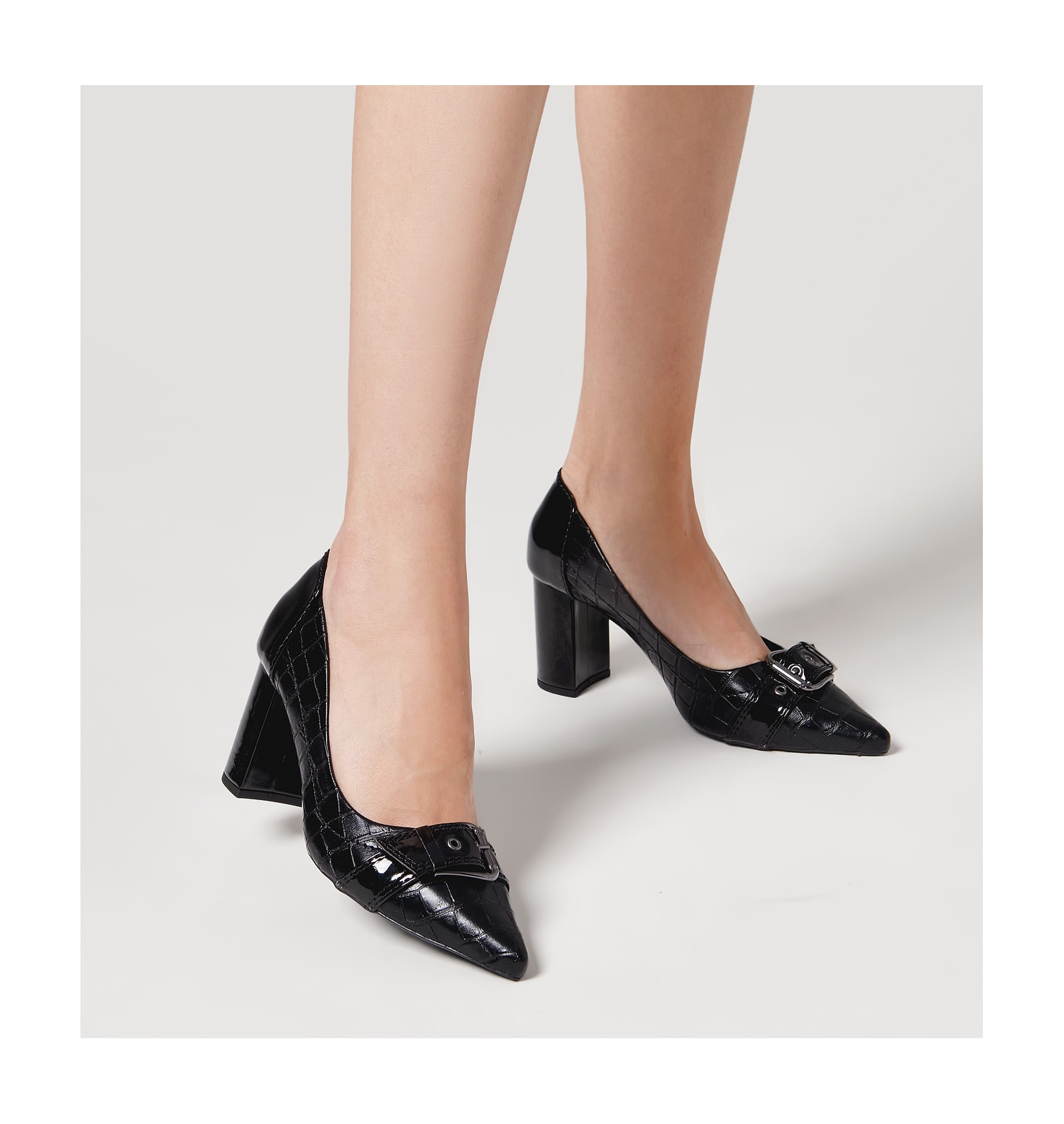 Scarpin Verniz/Croco Preto