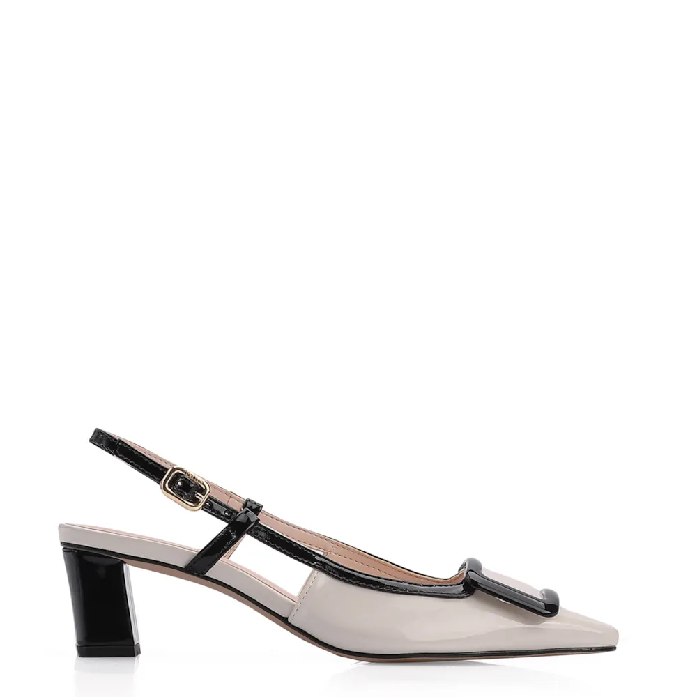 Scarpin Verniz Off White/Preto - imagem 3