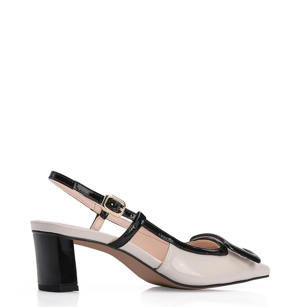 Scarpin Verniz Off White/Preto - imagem 4