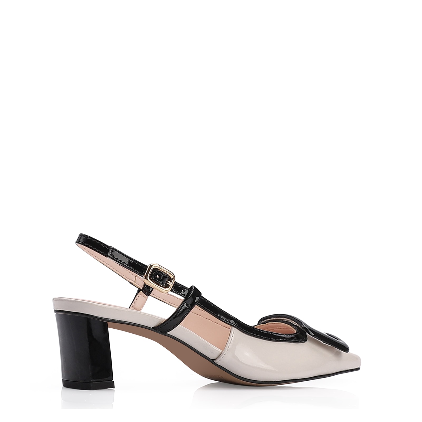 Scarpin Verniz Off White/Preto
