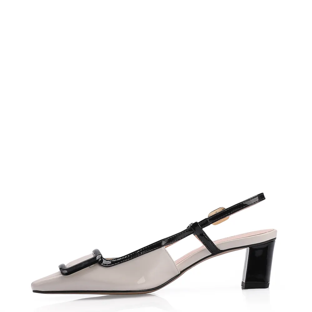 Scarpin Verniz Off White/Preto - imagem 5