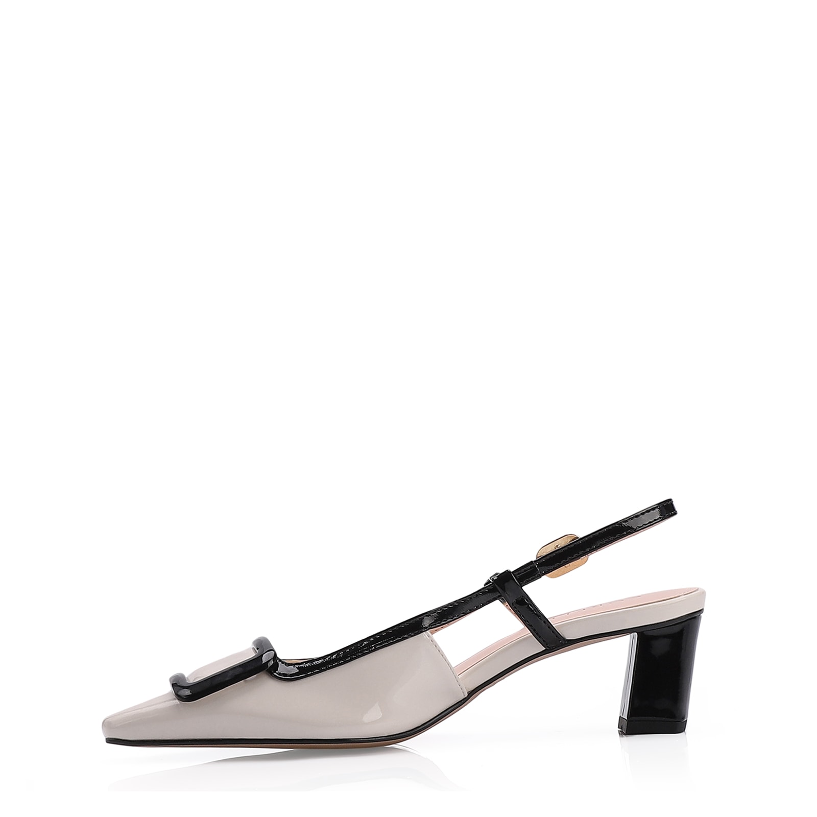 Scarpin Verniz Off White/Preto
