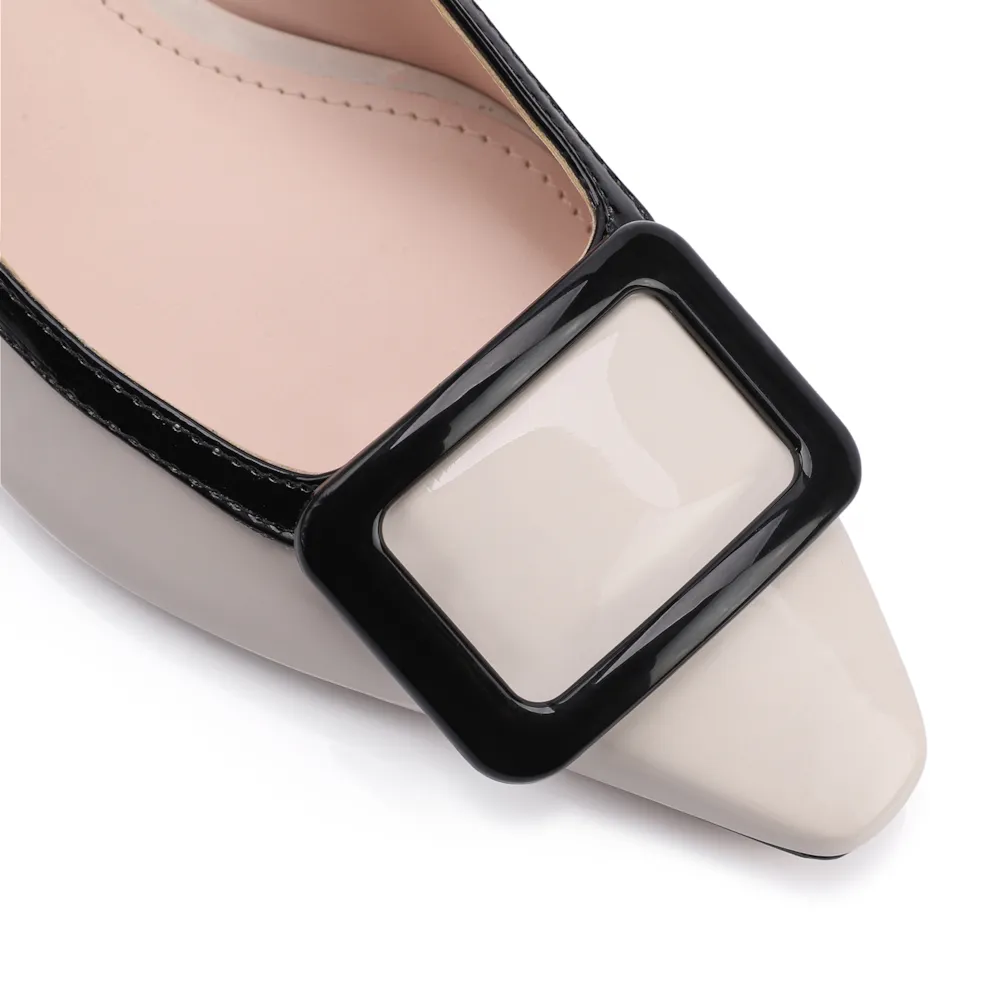 Scarpin Verniz Off White/Preto - imagem 7