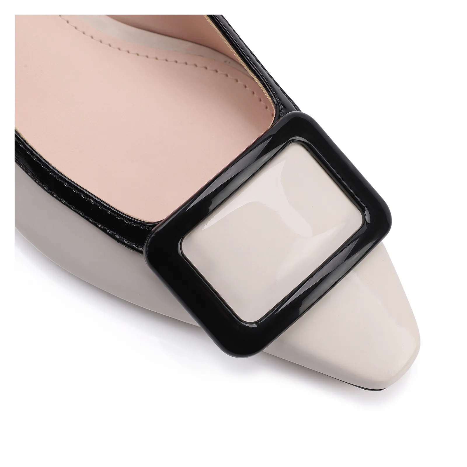 Scarpin Verniz Off White/Preto