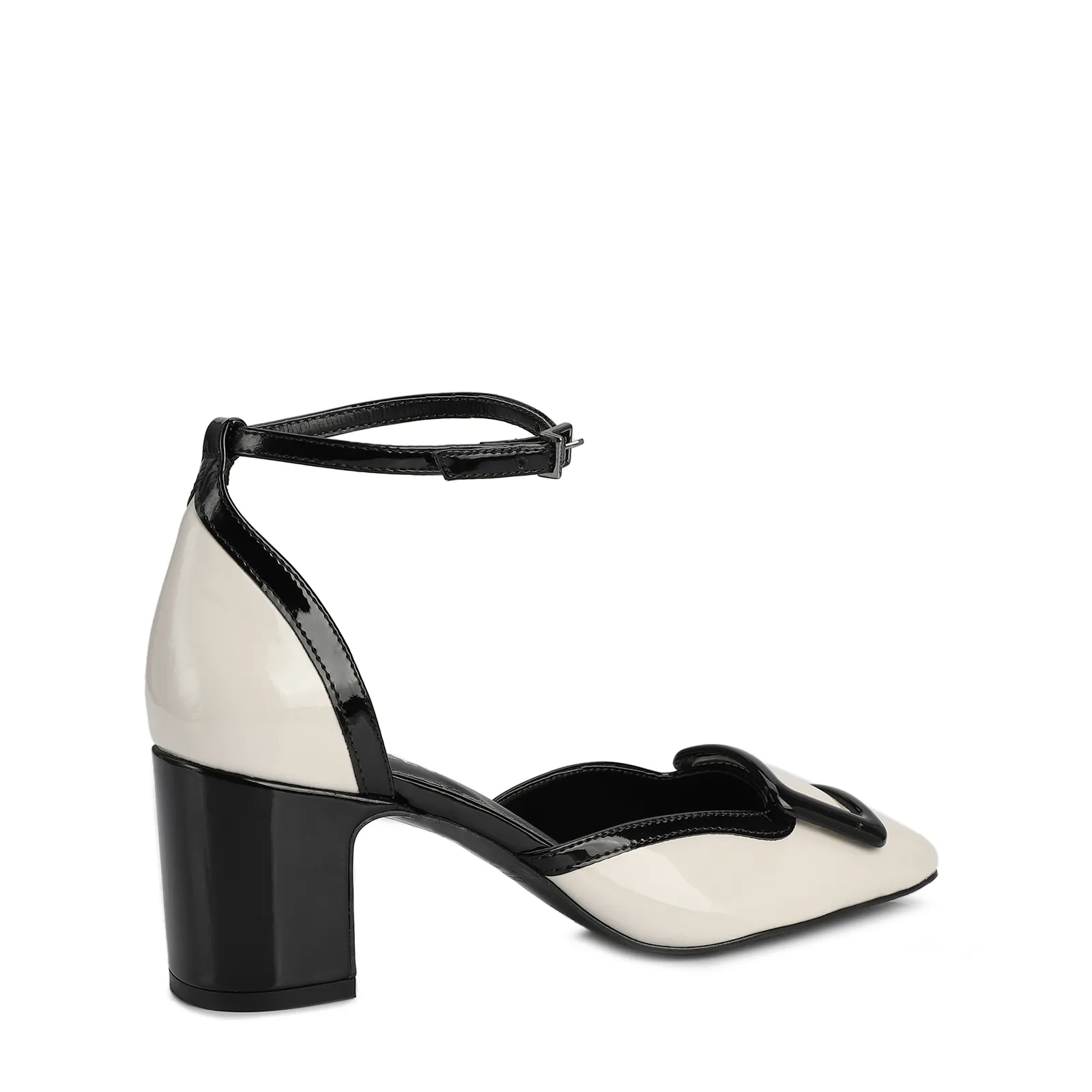 Scarpin Verniz Off White/Preto