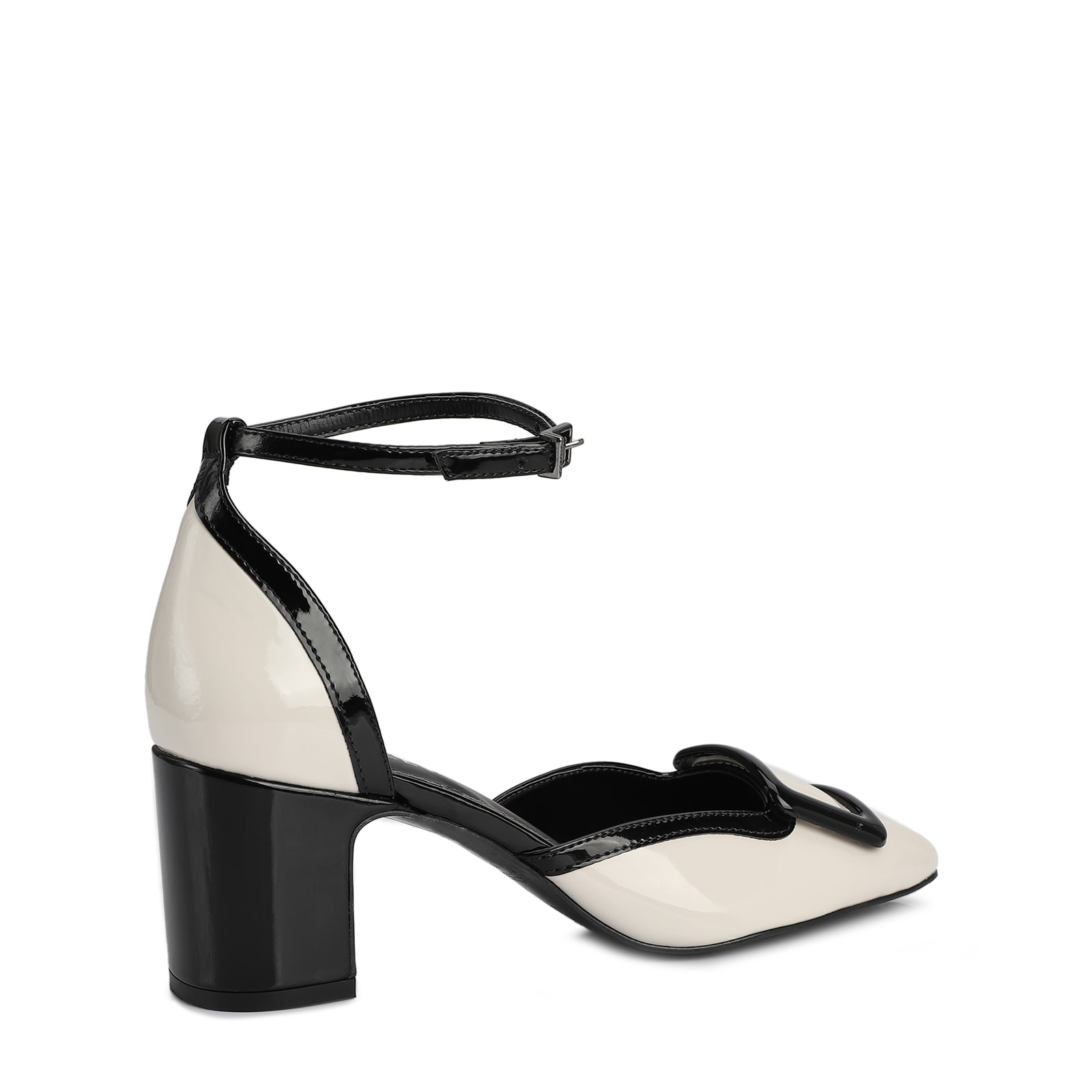 Scarpin Verniz Off White/Preto