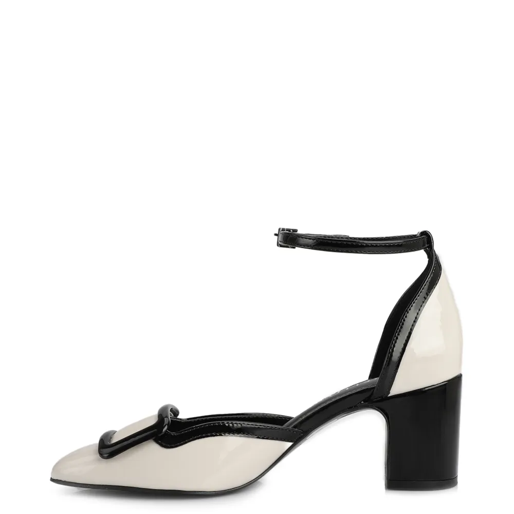 Scarpin Verniz Off White/Preto - imagem 5