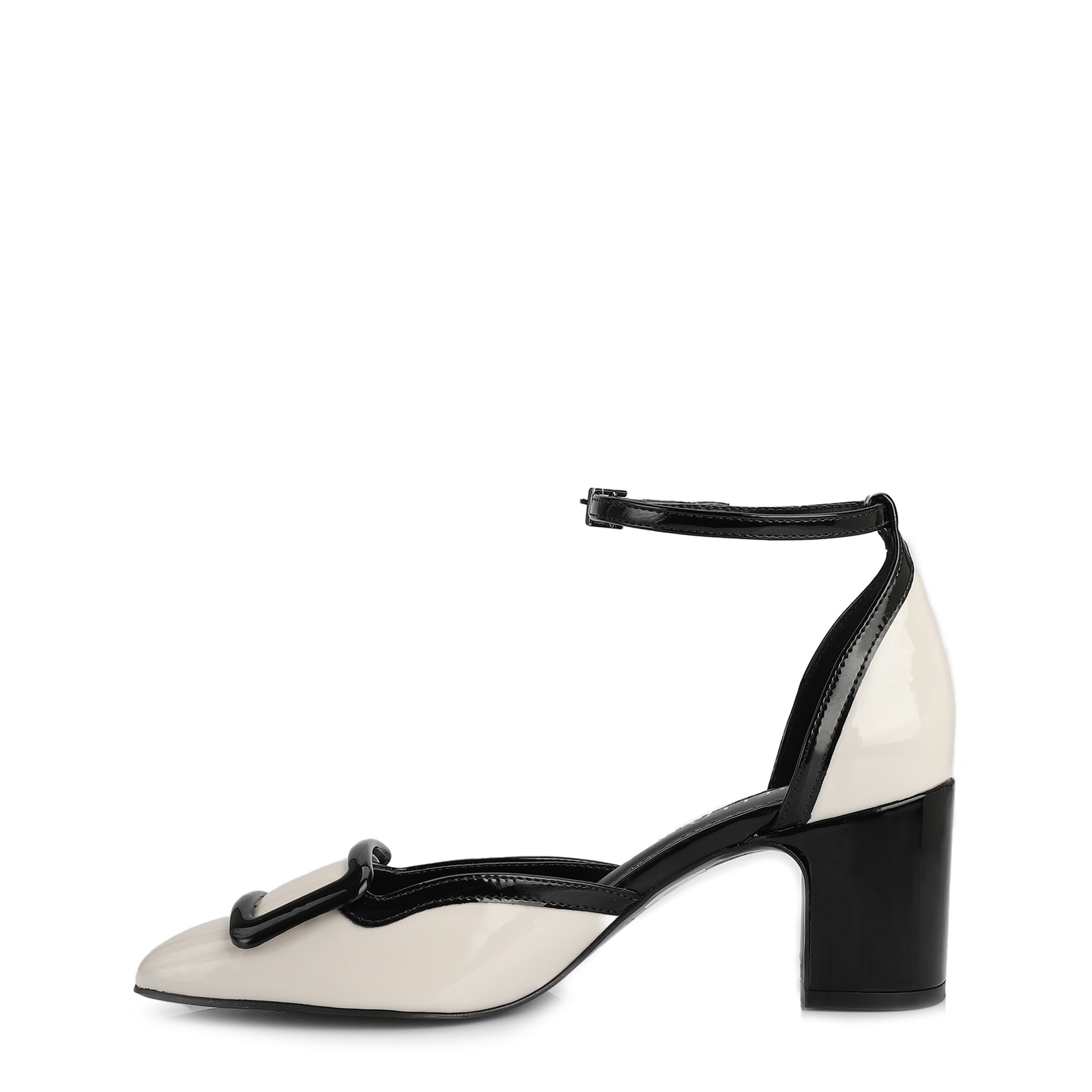 Scarpin Verniz Off White/Preto