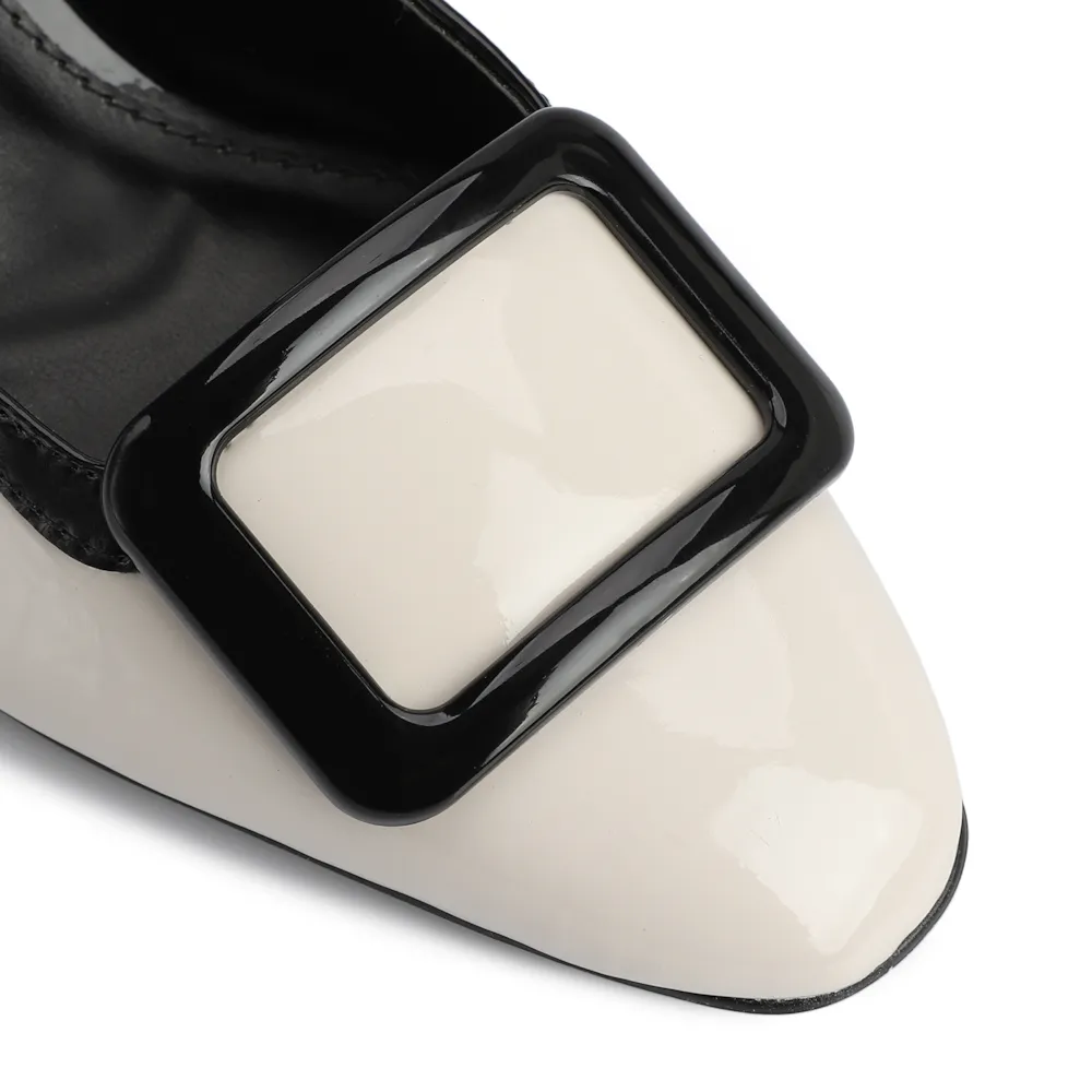 Scarpin Verniz Off White/Preto - imagem 7