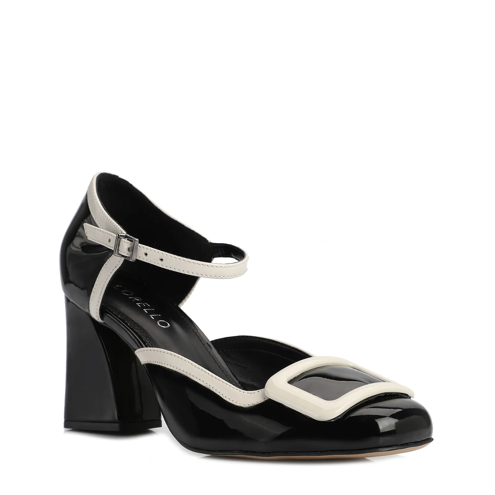 Scarpin Verniz Preto/Branco