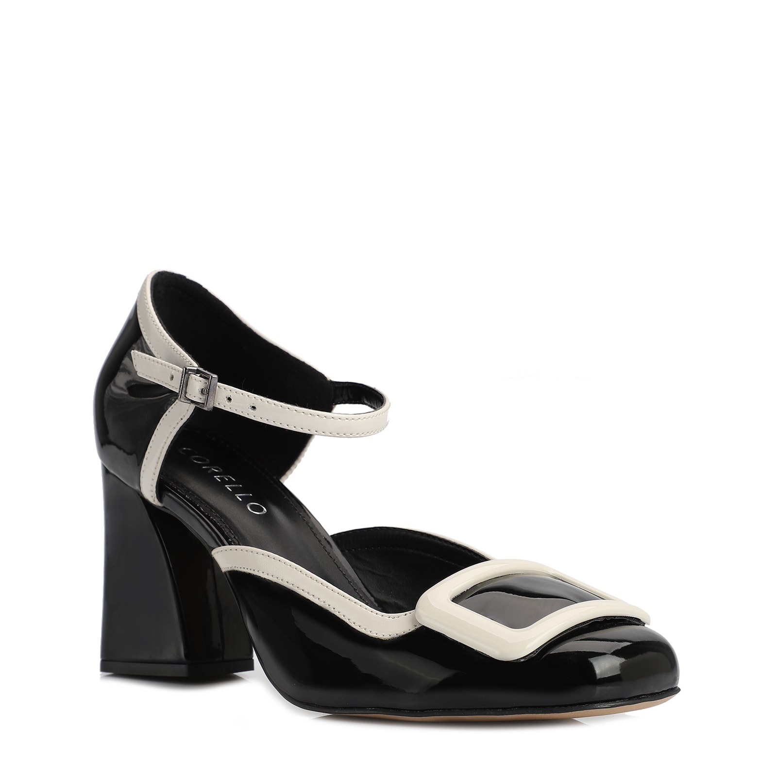 Scarpin Verniz Preto/Branco