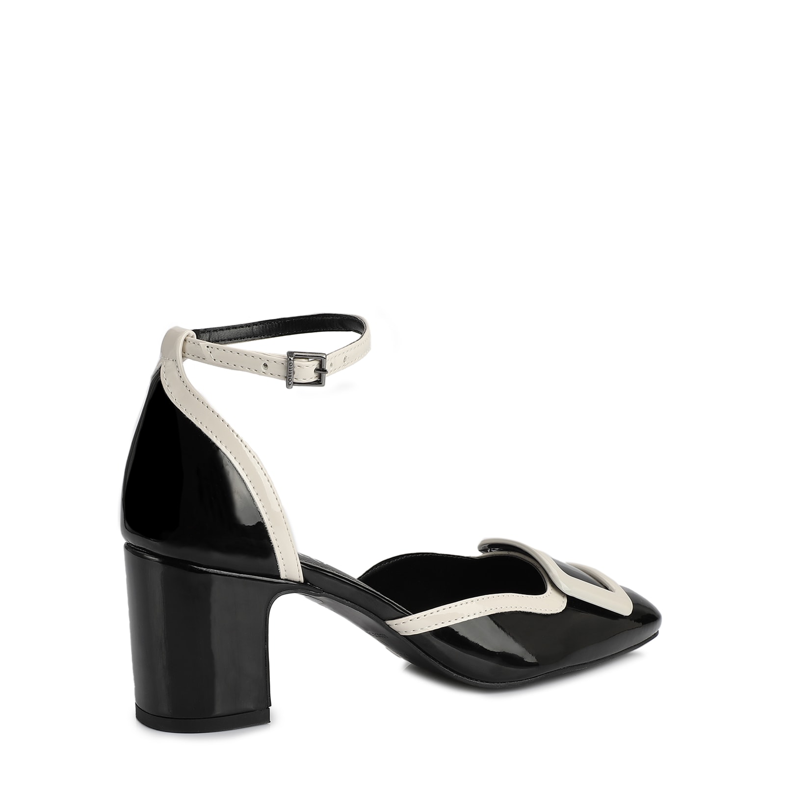 Scarpin Verniz Preto/Off White