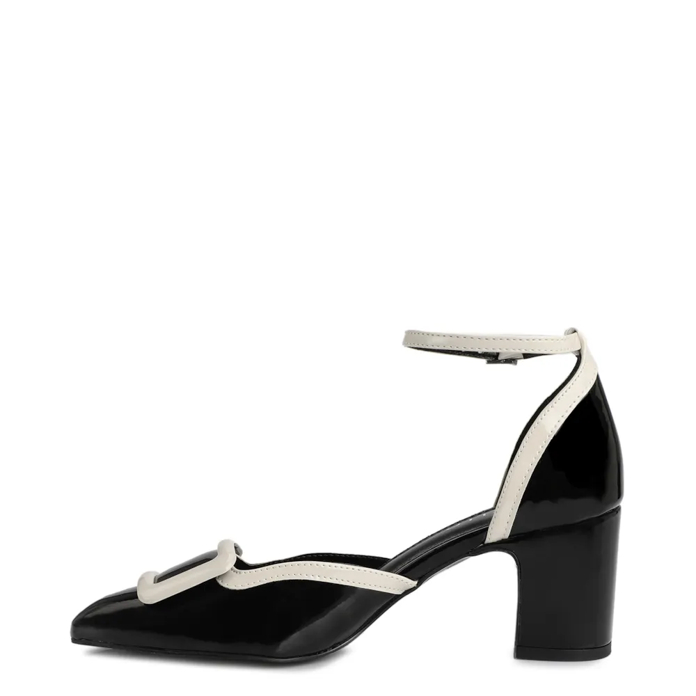 Scarpin Verniz Preto/Off White - imagem 4