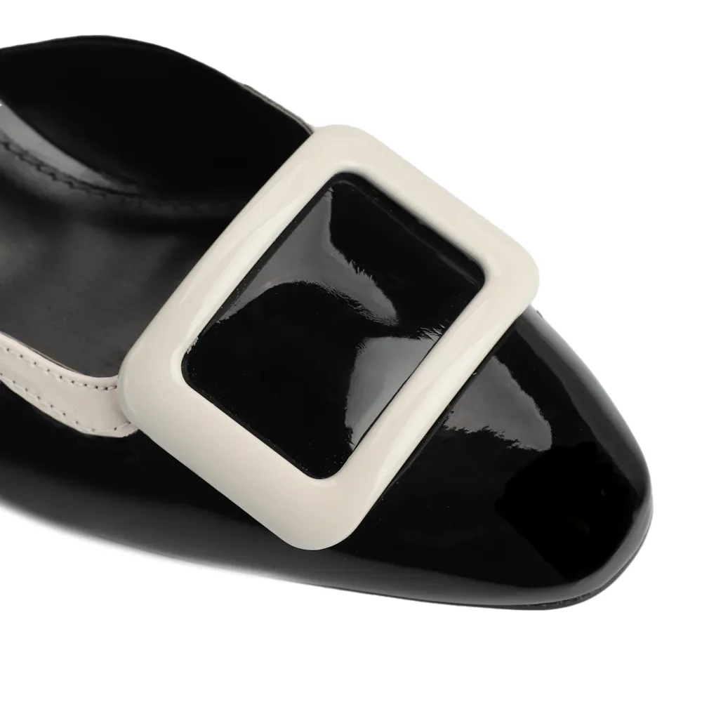 Scarpin Verniz Preto/Off White - imagem 6