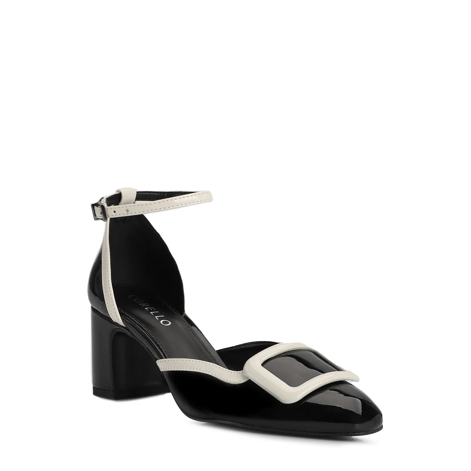 Scarpin Verniz Preto/Off White