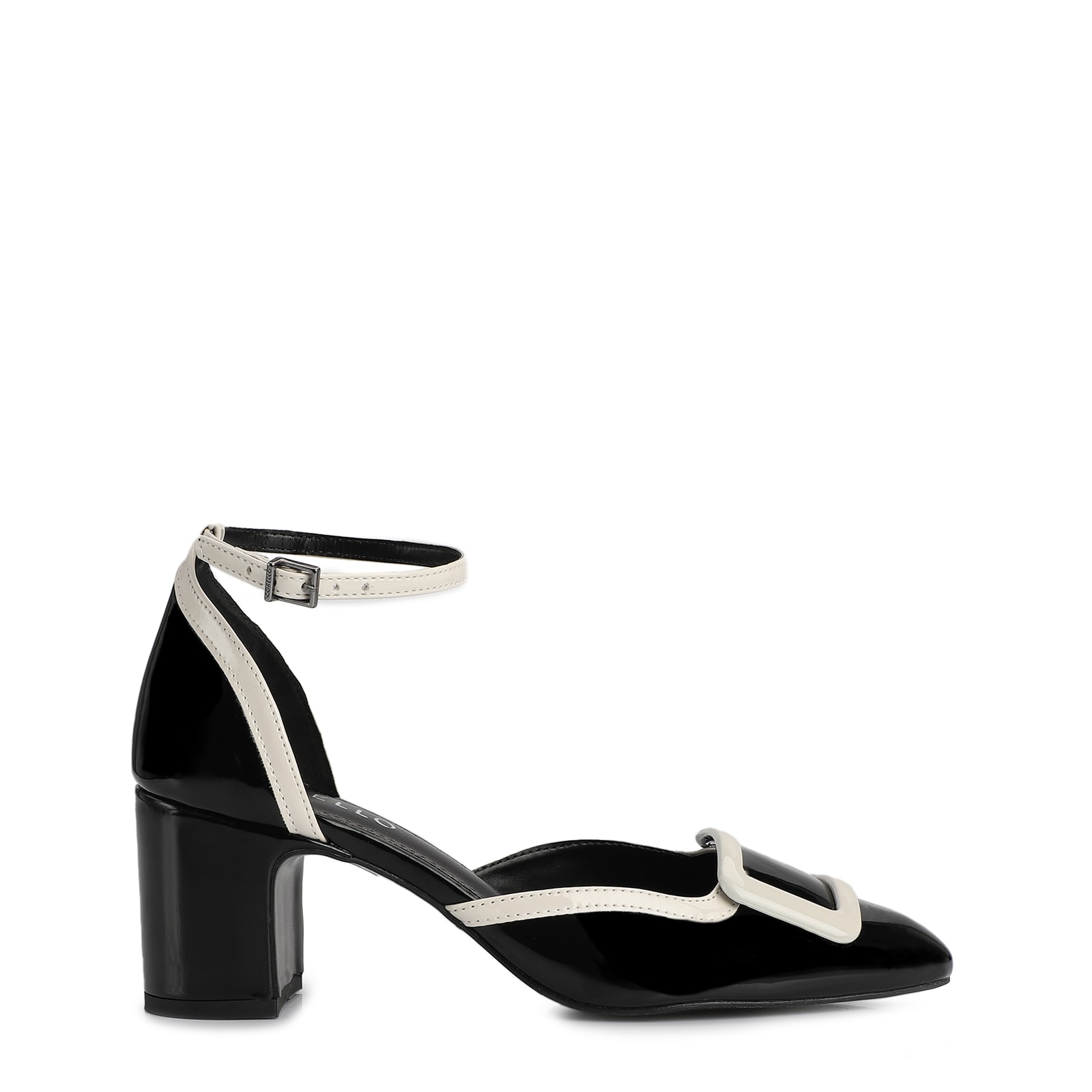 Scarpin Verniz Preto/Off White