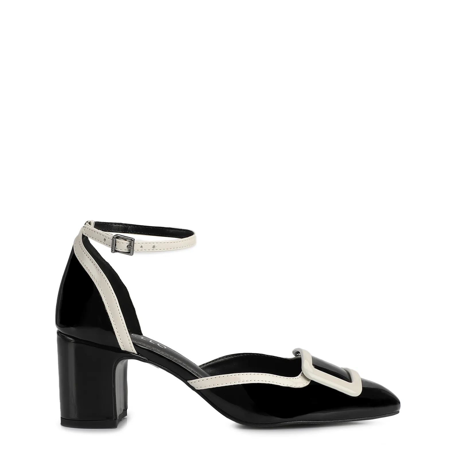 Scarpin Verniz Preto/Off White