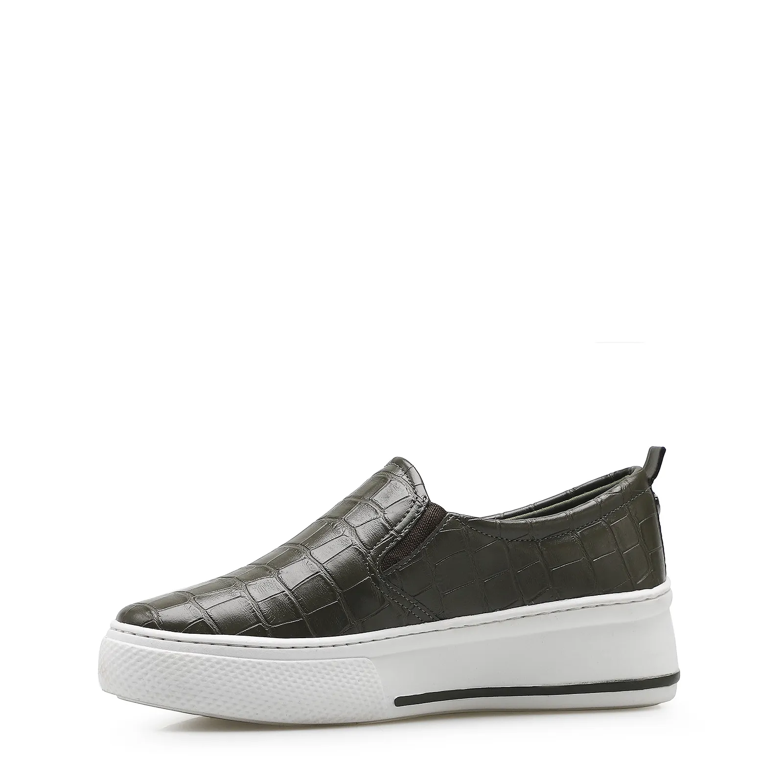 Slip On Alternativo Croco Verde Oliva