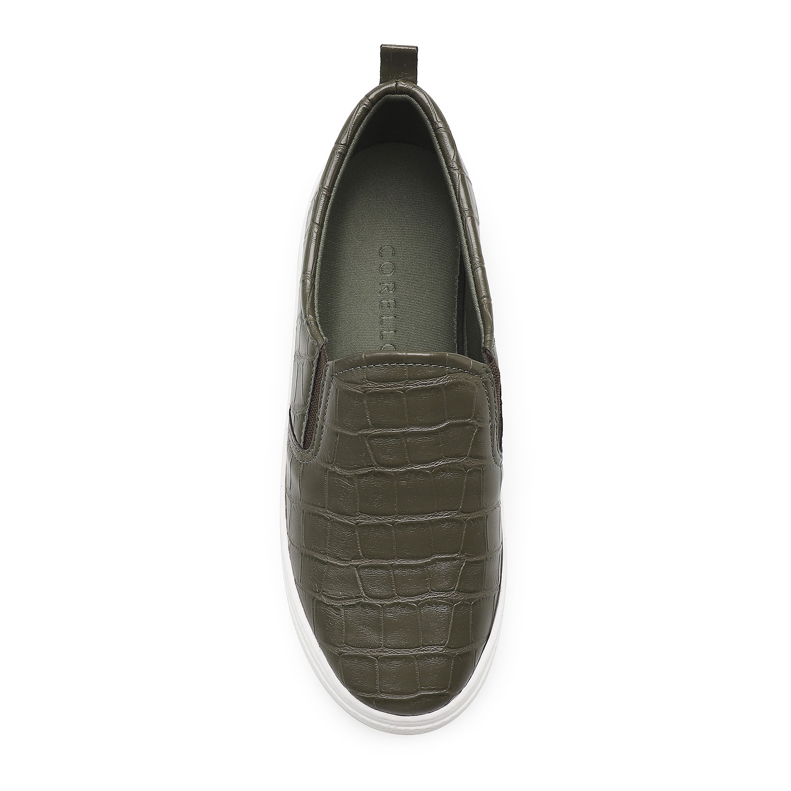 Slip On Alternativo Croco Verde Oliva