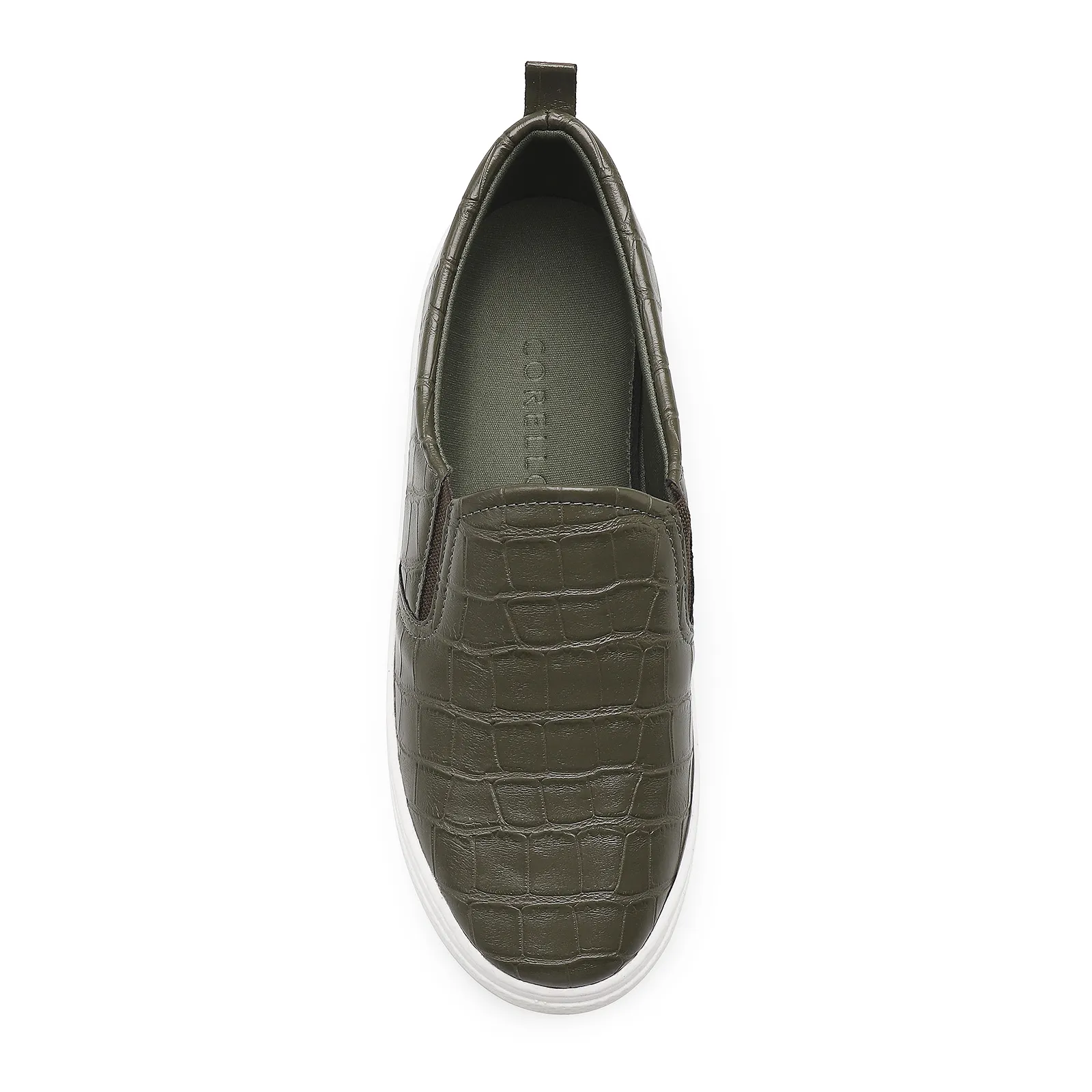 Slip On Alternativo Croco Verde Oliva
