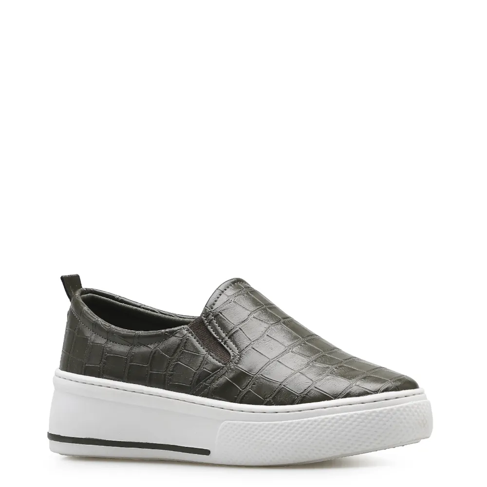 Slip On Alternativo Croco Verde Oliva