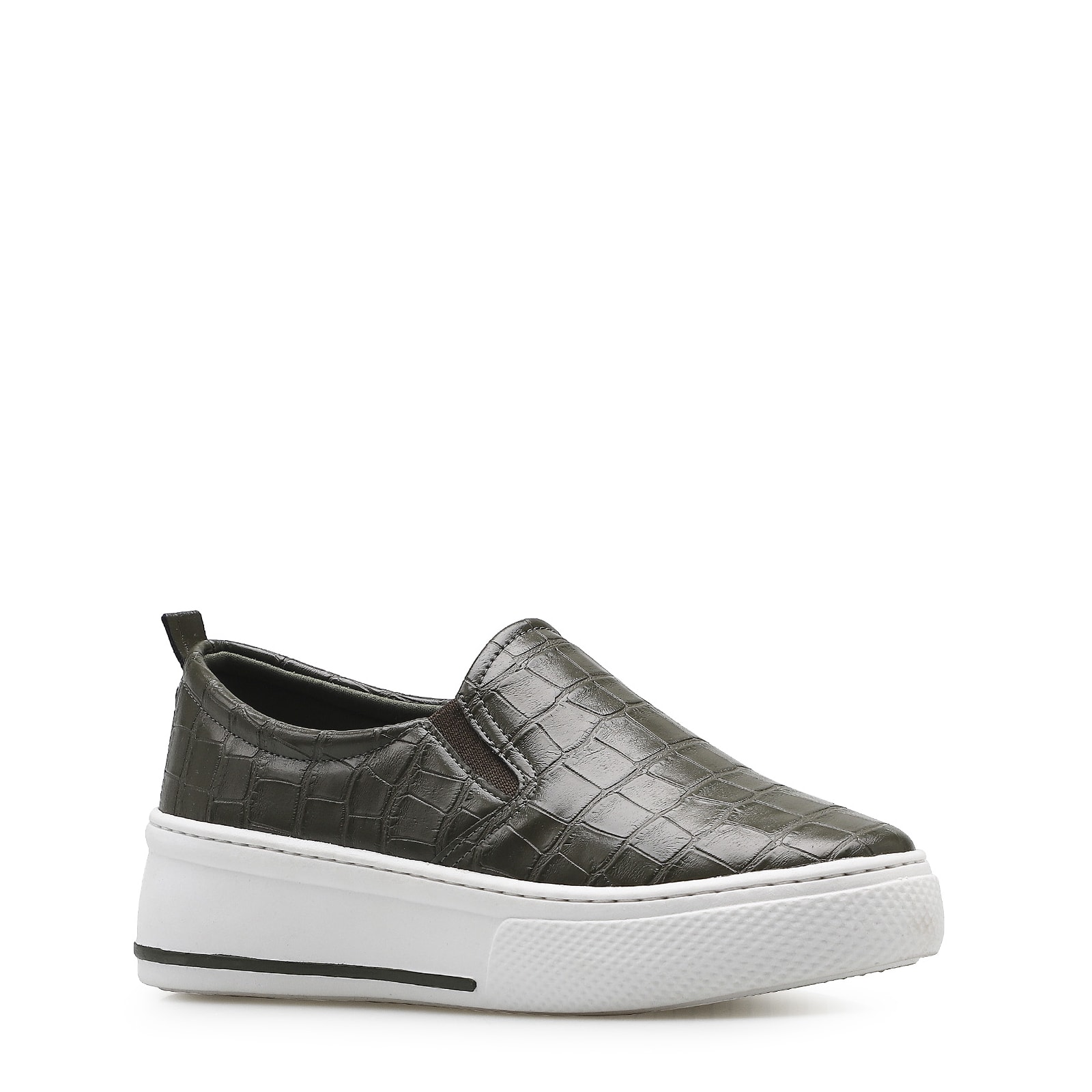 Slip On Alternativo Croco Verde Oliva
